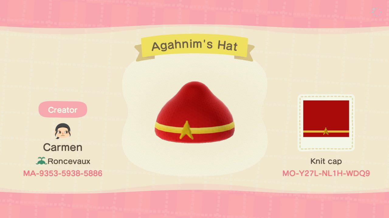 Animal Crossing Design Code: MO-Y27L-NL1H-WDQ9 Zelda: Agahnim Hat