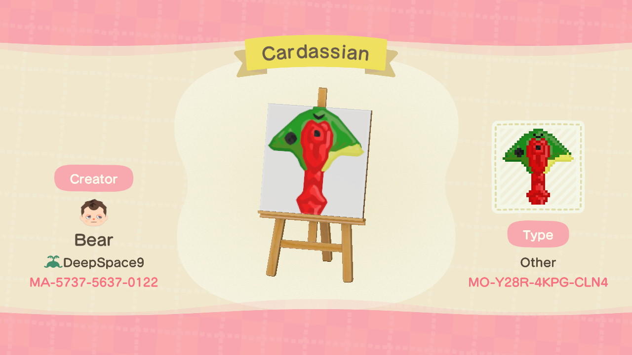 Animal Crossing Design Code: MO-Y28R-4KPG-CLN4 Cardassian insignia