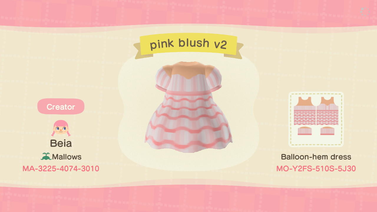Animal Crossing Design Code: MO-Y2FS-510S-5J30 Pink blush v2