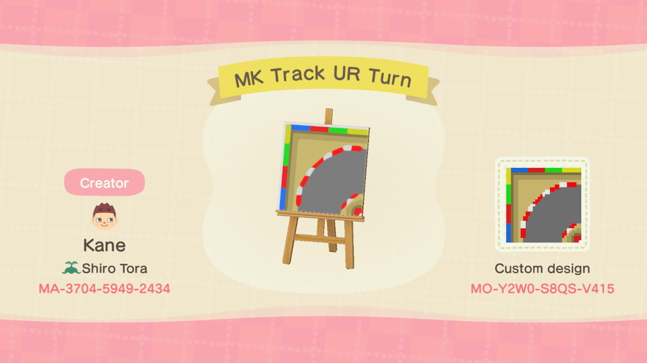 Animal Crossing Design Code: MO-Y2W0-S8QS-V415 MK Track UR Turn