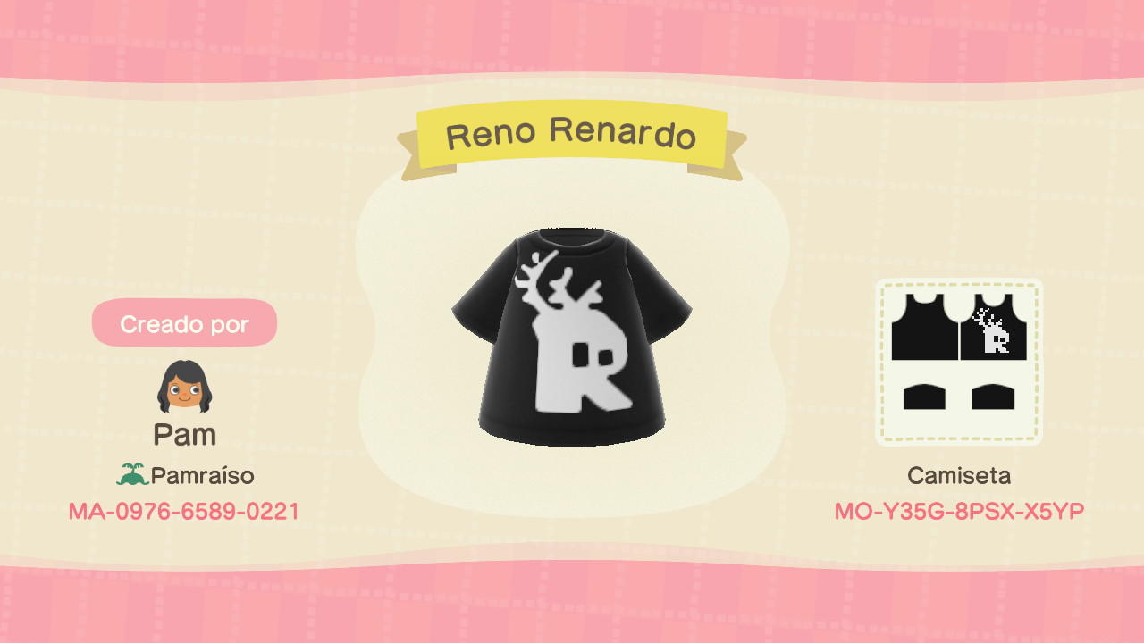 Animal Crossing Design Code: MO-Y35G-8PSX-X5YP Reno Renardo