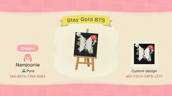 Animal Crossing Design Code: MO-Y3CH-09F9-J31F BTS Stay Gold