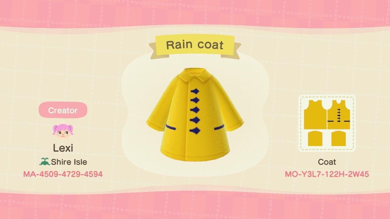 Animal Crossing Design Code: MO-Y3L7-122H-2W45 Rain coat