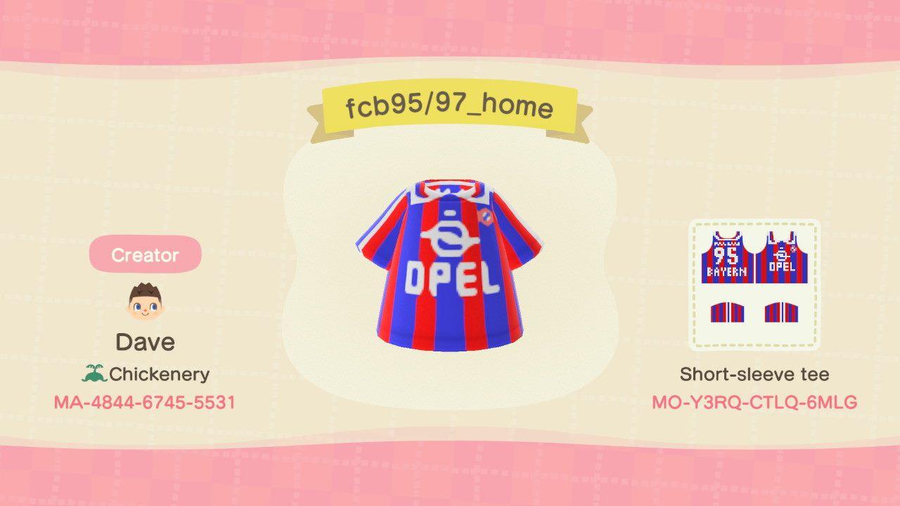 Animal Crossing Design Code: MO-Y3RQ-CTLQ-6MLG FC Bayern 95/97 Home