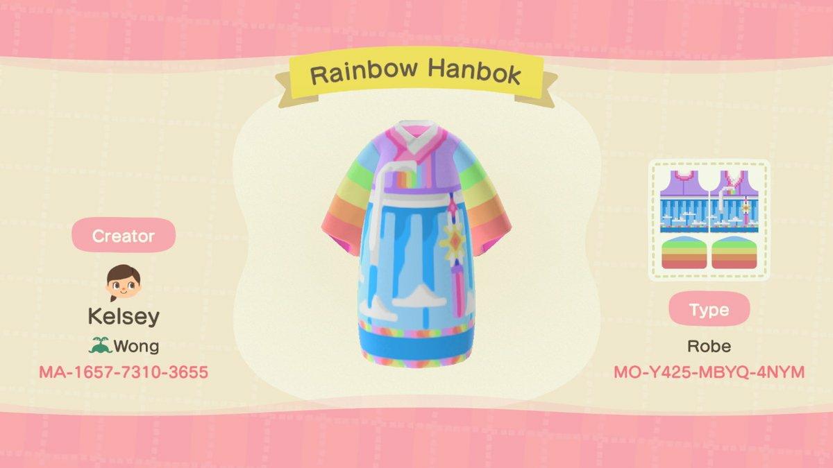 Animal Crossing Design Code: MO-Y425-MBYQ-4NYM Rainbow Hanbok