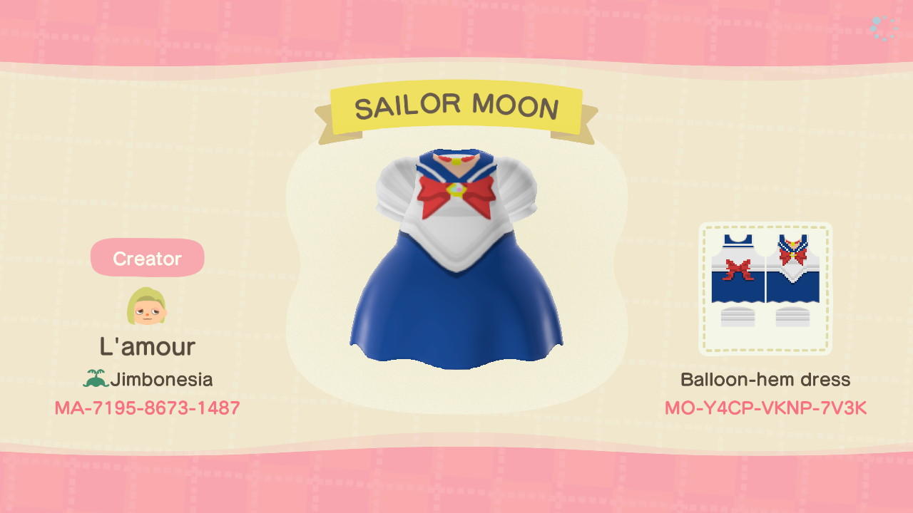 Animal Crossing Design Code: MO-Y4CP-VKNP-7V3K SAILOR MOON