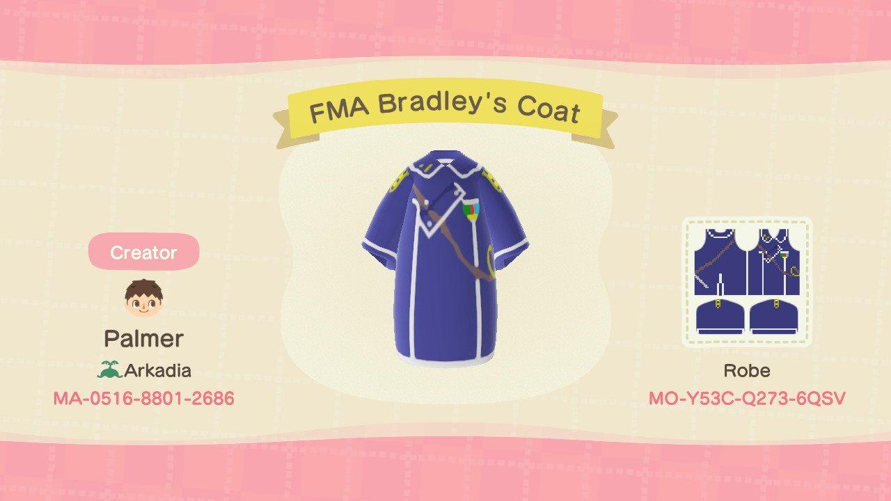 Animal Crossing Design Code: MO-Y53C-Q273-6QSV FMA Bradley Coat