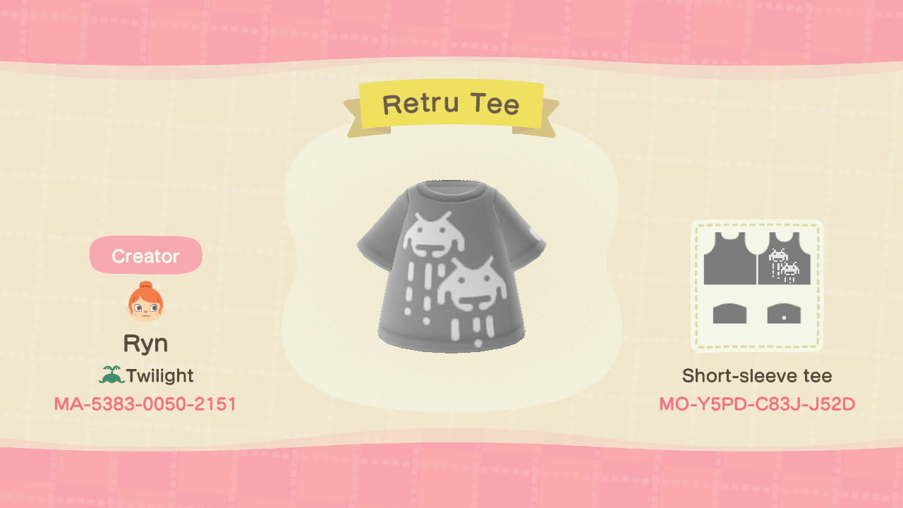 Animal Crossing Design Code: MO-Y5PD-C83J-J52D Retru Tee
