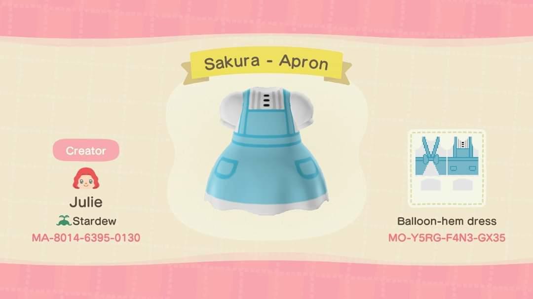 Animal Crossing Design Code: MO-Y5RG-F4N3-GX35 Sakura - Apron