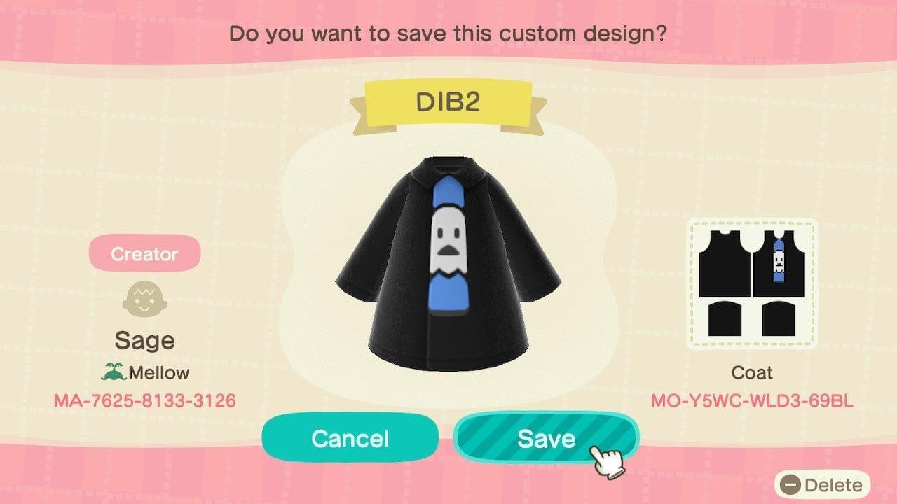 Animal Crossing Design Code: MO-Y5WC-WLD3-69BL DIB2