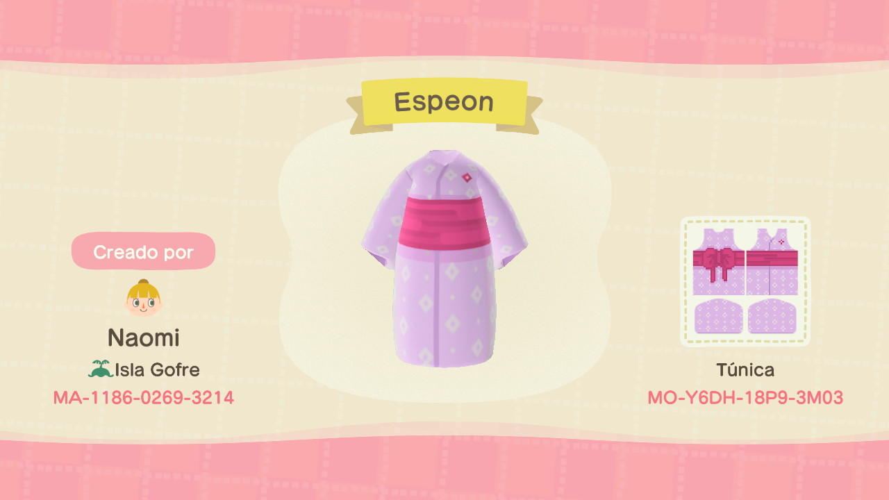 Animal Crossing Design Code: MO-Y6DH-18P9-3M03 Espeon