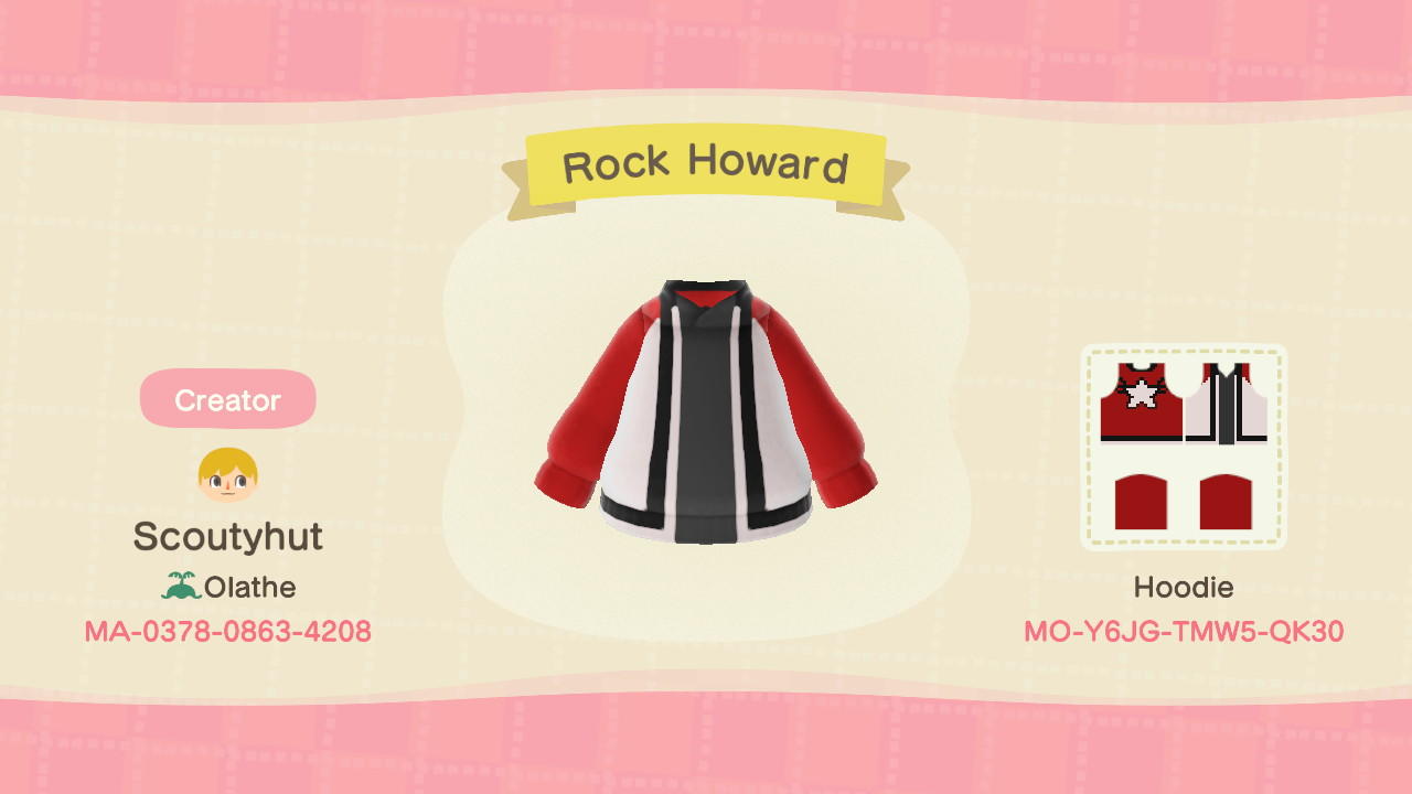Animal Crossing Design Code: MO-Y6JG-TMW5-QK30 Rock Howard (Kof)