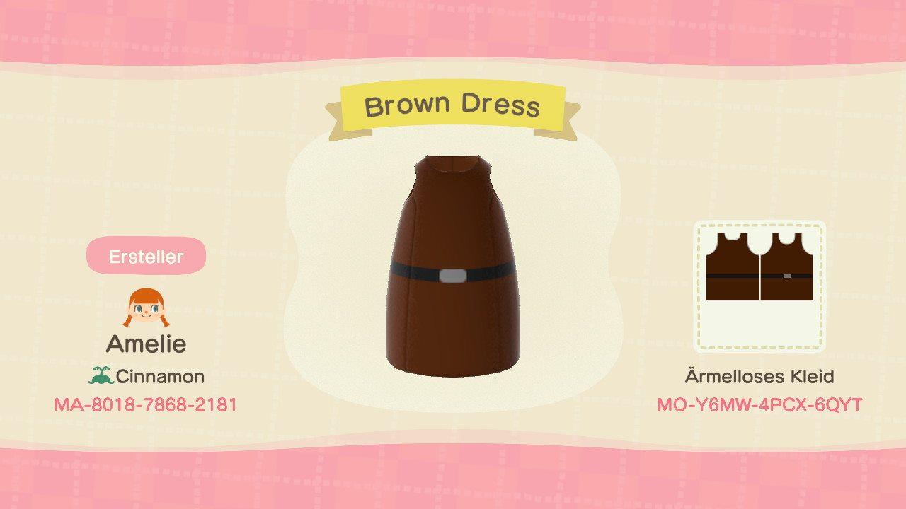 Animal Crossing Design Code: MO-Y6MW-4PCX-6QYT Brown Dress