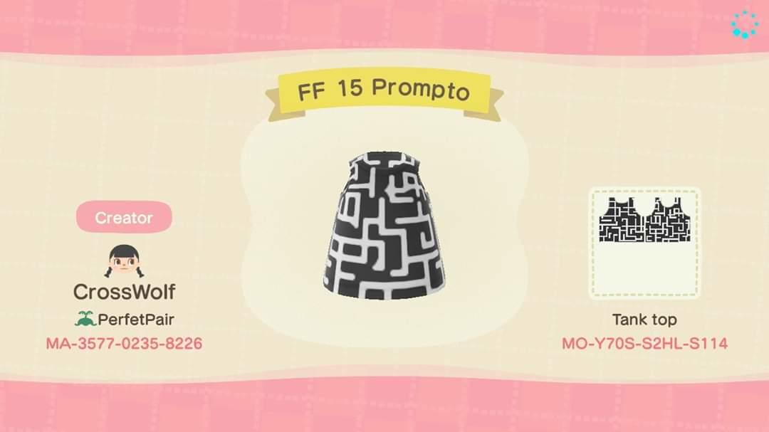 Animal Crossing Design Code: MO-Y70S-S2HL-S114 FF 15 Prompto
