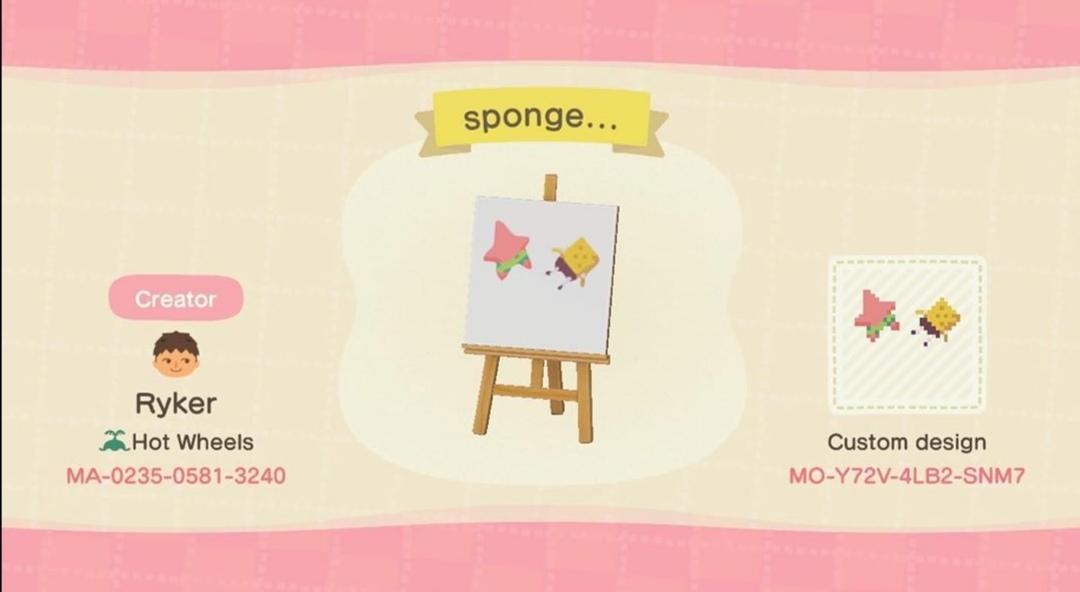 Animal Crossing Design Code: MO-Y72V-4LB2-SNM7 sponge...