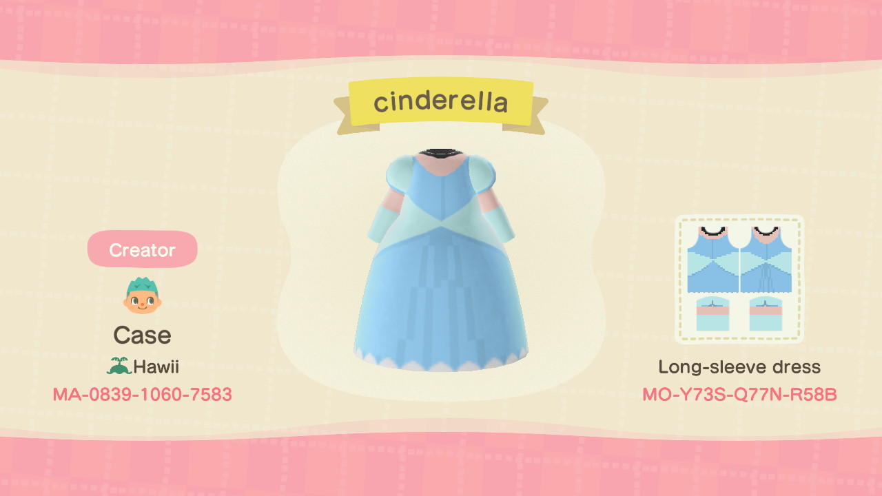 Animal Crossing Design Code: MO-Y73S-Q77N-R58B cinderella