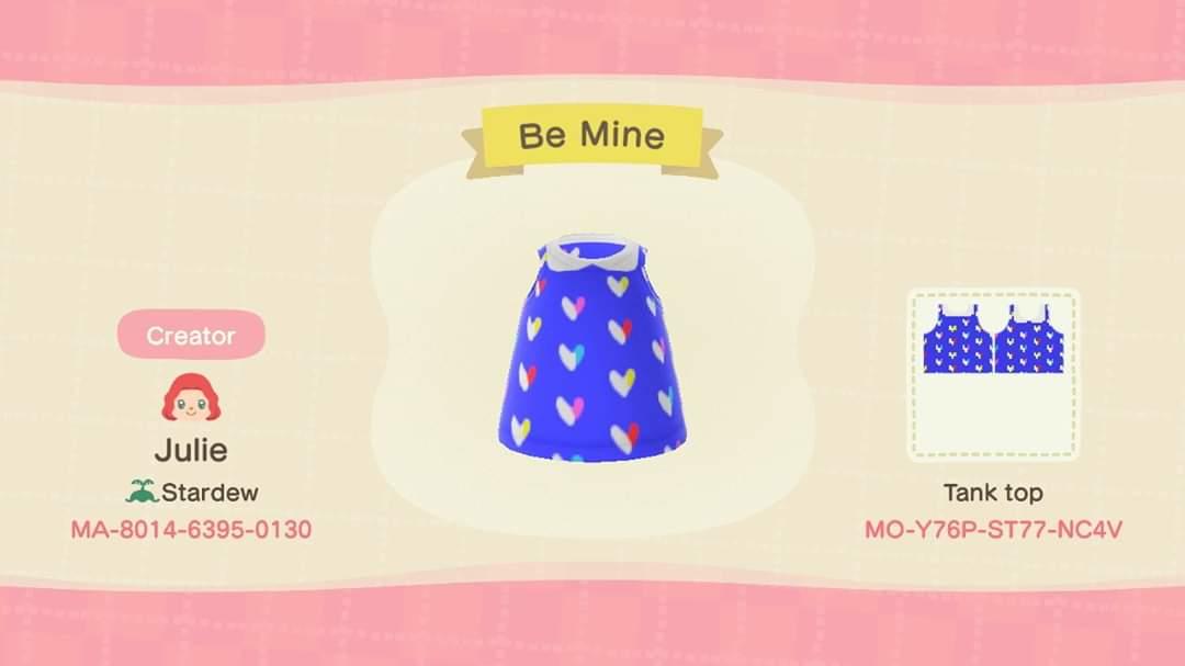 Animal Crossing Design Code: MO-Y76P-ST77-NC4V Heart Shirt