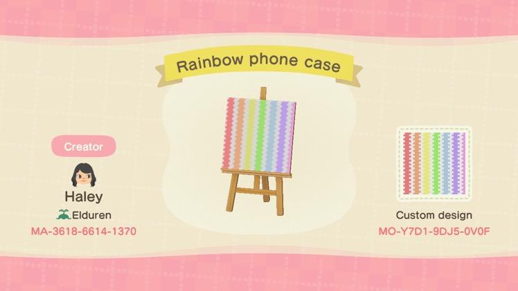 Animal Crossing Design Code: MO-Y7D1-9DJ5-0V0F Rainbow Phone Case