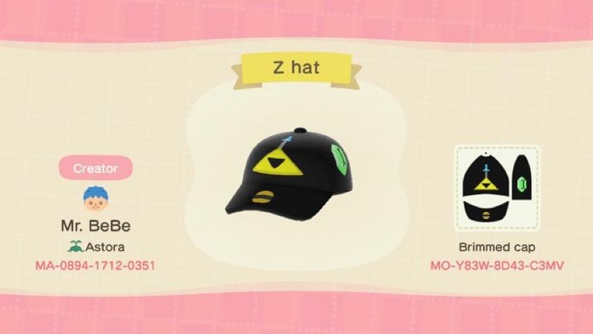 Animal Crossing Design Code: MO-Y83W-8D43-C3MV Zelda theme Hat