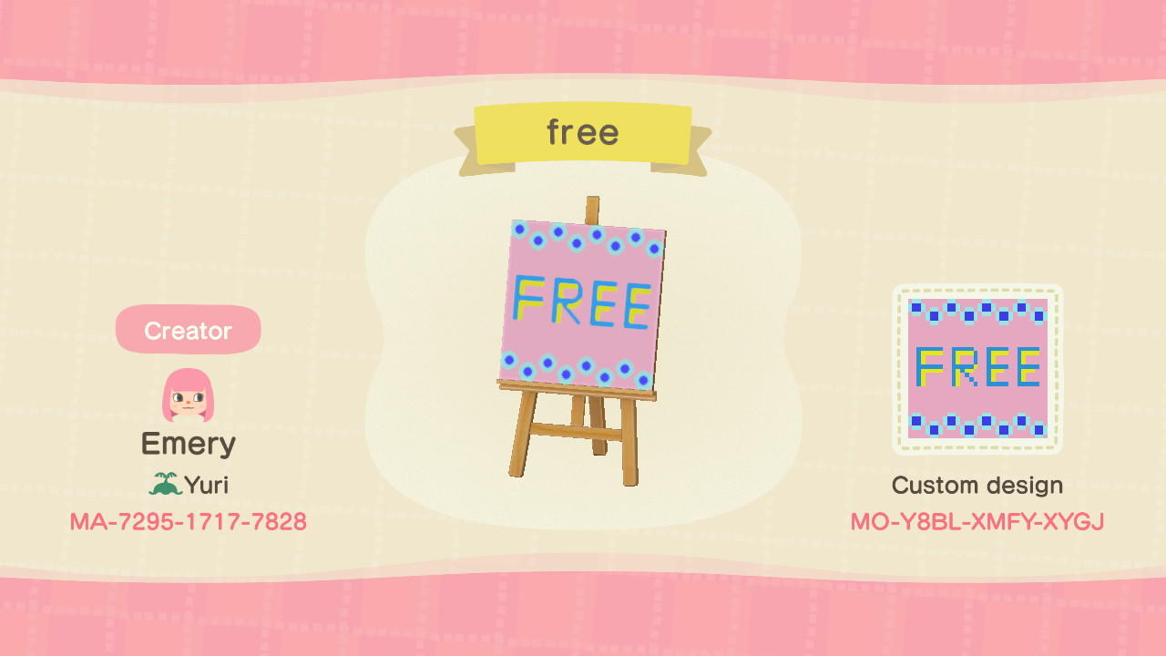 Animal Crossing Design Code: MO-Y8BL-XMFY-XYGJ free