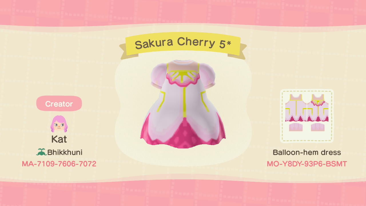 Animal Crossing Design Code: MO-Y8DY-93P6-BSMT CCS Cherry Outfit 5*