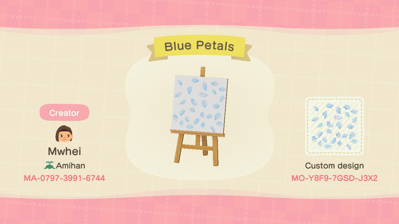 Animal Crossing Design Code: MO-Y8F9-7GSD-J3X2 Blue Petals