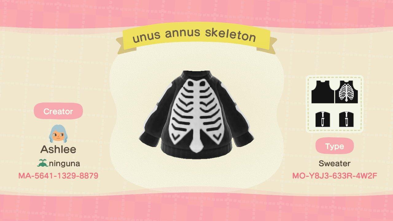 Animal Crossing Design Code: MO-Y8J3-633R-4W2F unus annus skeleton