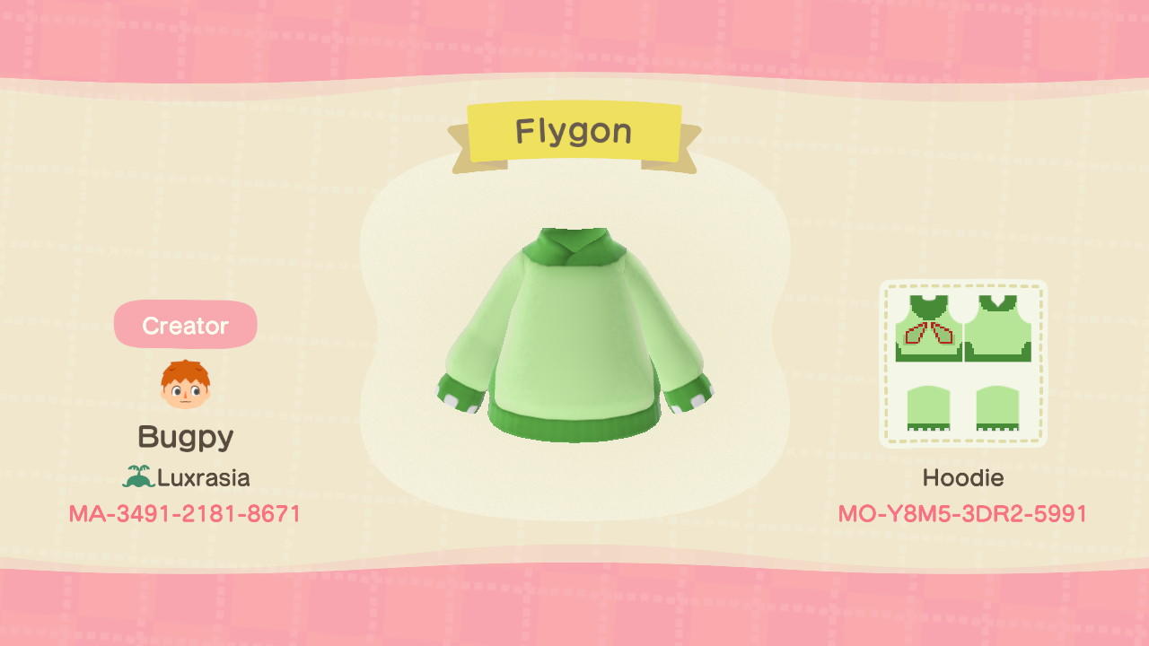 Animal Crossing Design Code: MO-Y8M5-3DR2-5991 Flygon