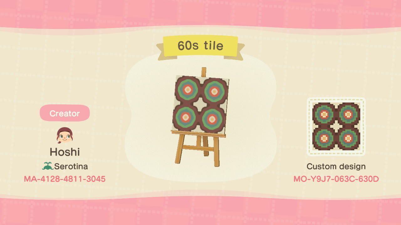 Animal Crossing Design Code: MO-Y9J7-063C-630D 60s tile