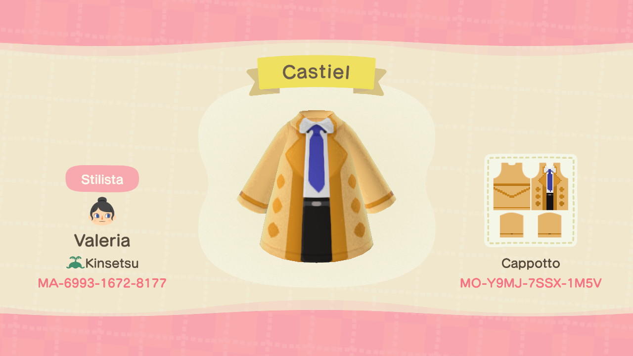 Animal Crossing Design Code: MO-Y9MJ-7SSX-1M5V Castiel