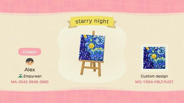 Animal Crossing Design Code: MO-Y9S4-FBLT-PJGT starry night
