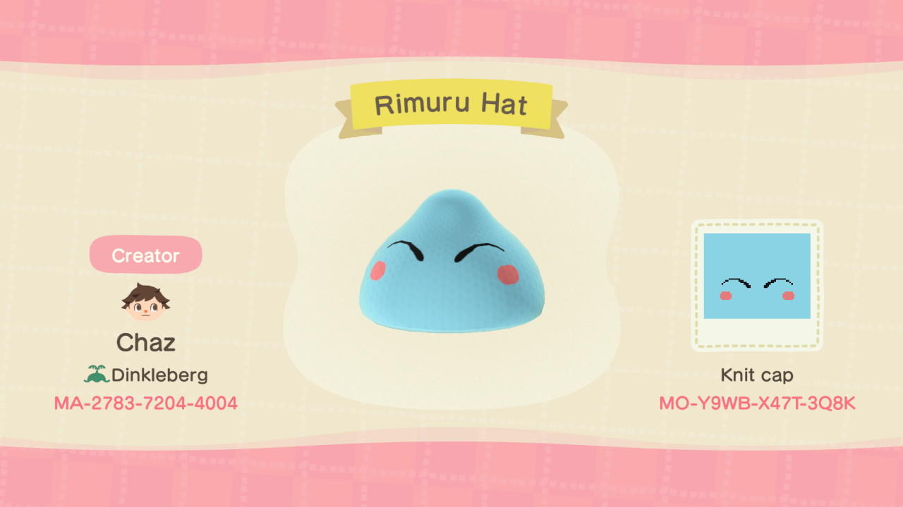Animal Crossing Design Code: MO-Y9WB-X47T-3Q8K Rimuru Hat