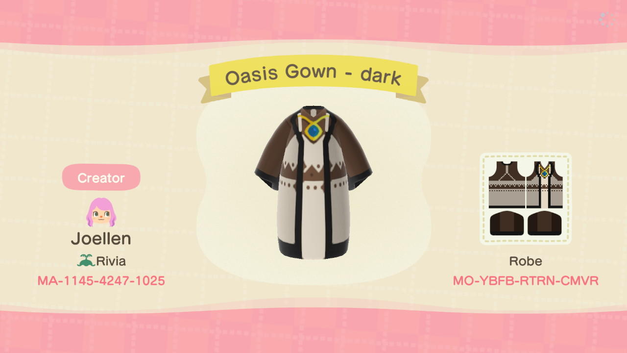 Animal Crossing Design Code: MO-YBFB-RTRN-CMVR Oasis Gown