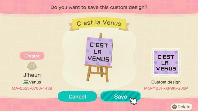 Animal Crossing Design Code: MO-YBJH-XP9K-GJ6P Venus Flag