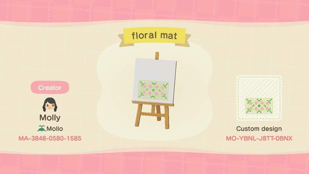 Animal Crossing Design Code: MO-YBNL-J8TT-0BNX Floral mat