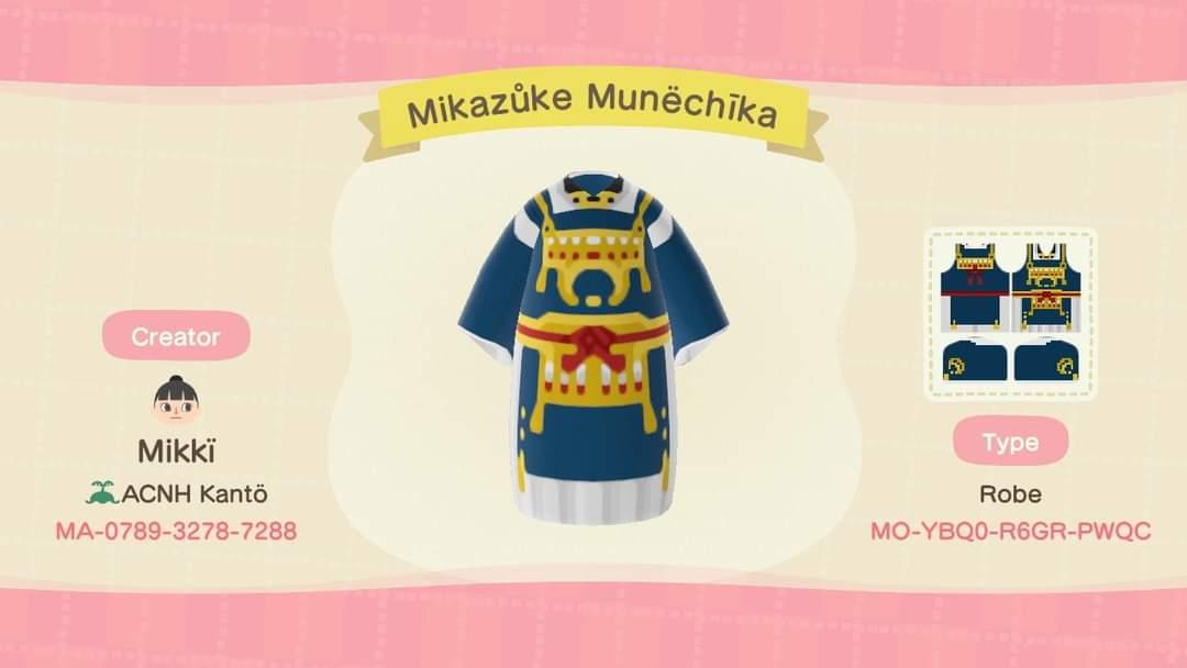 Animal Crossing Design Code: MO-YBQ0-R6GR-PWQC Mikazuke Munechika