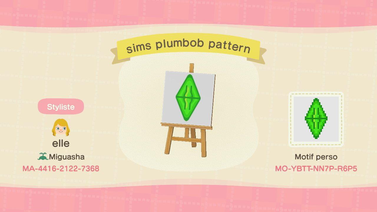 Animal Crossing Design Code: MO-YBTT-NN7P-R6P5 sims plumbob pattern
