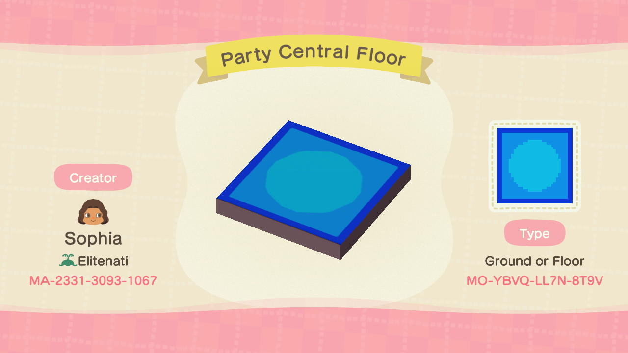 Animal Crossing Design Code: MO-YBVQ-LL7N-8T9V Party Central Floor