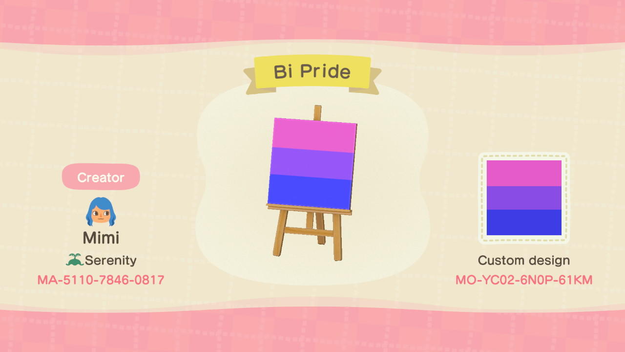 Animal Crossing Design Code: MO-YC02-6N0P-61KM Bi Pride