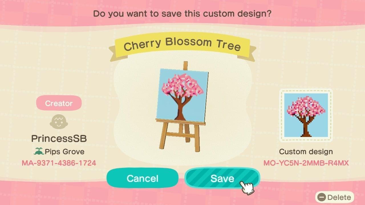 Animal Crossing Design Code: MO-YC5N-2MMB-R4MX Cherry Blossom Tree