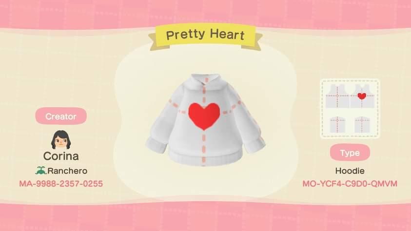 Animal Crossing Design Code: MO-YCF4-C9D0-QMVM Pretty Heart