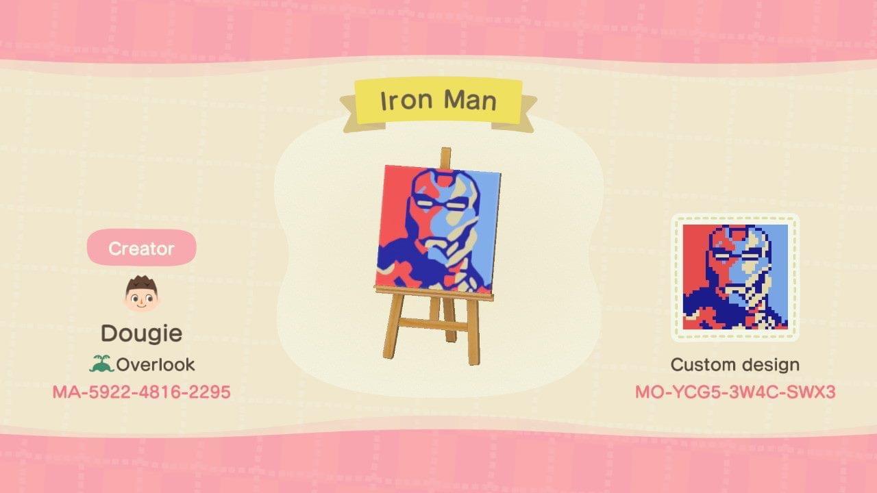 Animal Crossing Design Code: MO-YCG5-3W4C-SWX3 Iron Man
