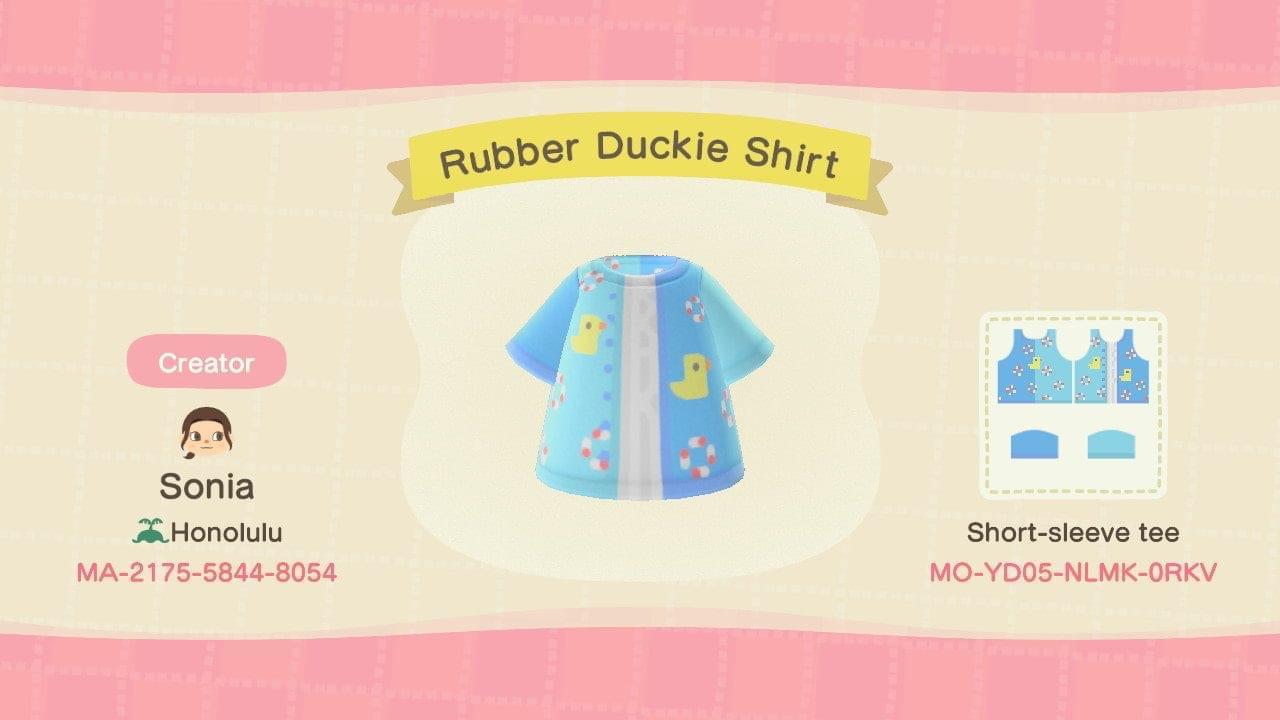 Animal Crossing Design Code: MO-YD05-NLMK-0RKV Rubber Duckie Shirt