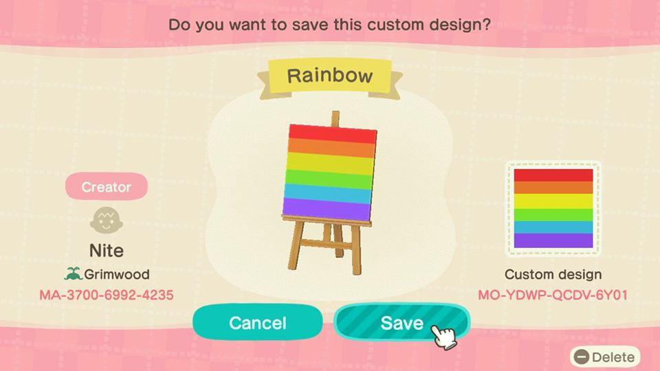 Animal Crossing Design Code: MO-YDWP-QCDV-6Y01 Rainbow