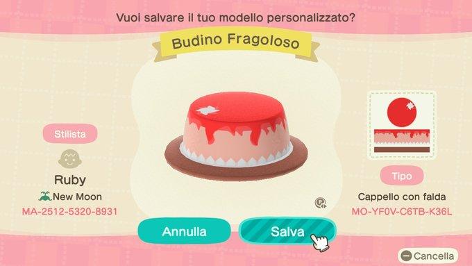 Animal Crossing Design Code: MO-YF0V-C6TB-K36L Budino Fragoloso