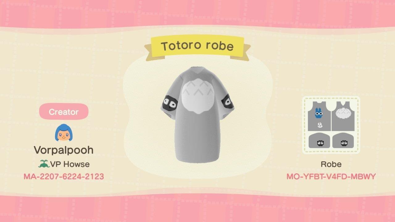 Animal Crossing Design Code: MO-YFBT-V4FD-MBWY Totoro Robe