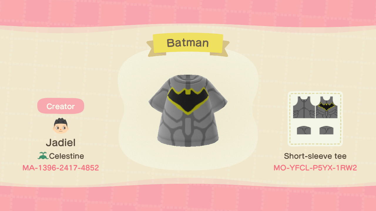 Animal Crossing Design Code: MO-YFCL-P5YX-1RW2 Batman