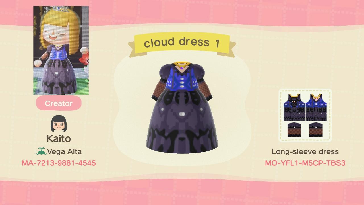 Animal Crossing Design Code: MO-YFL1-M5CP-TBS3 Cloud Strife Dress 1