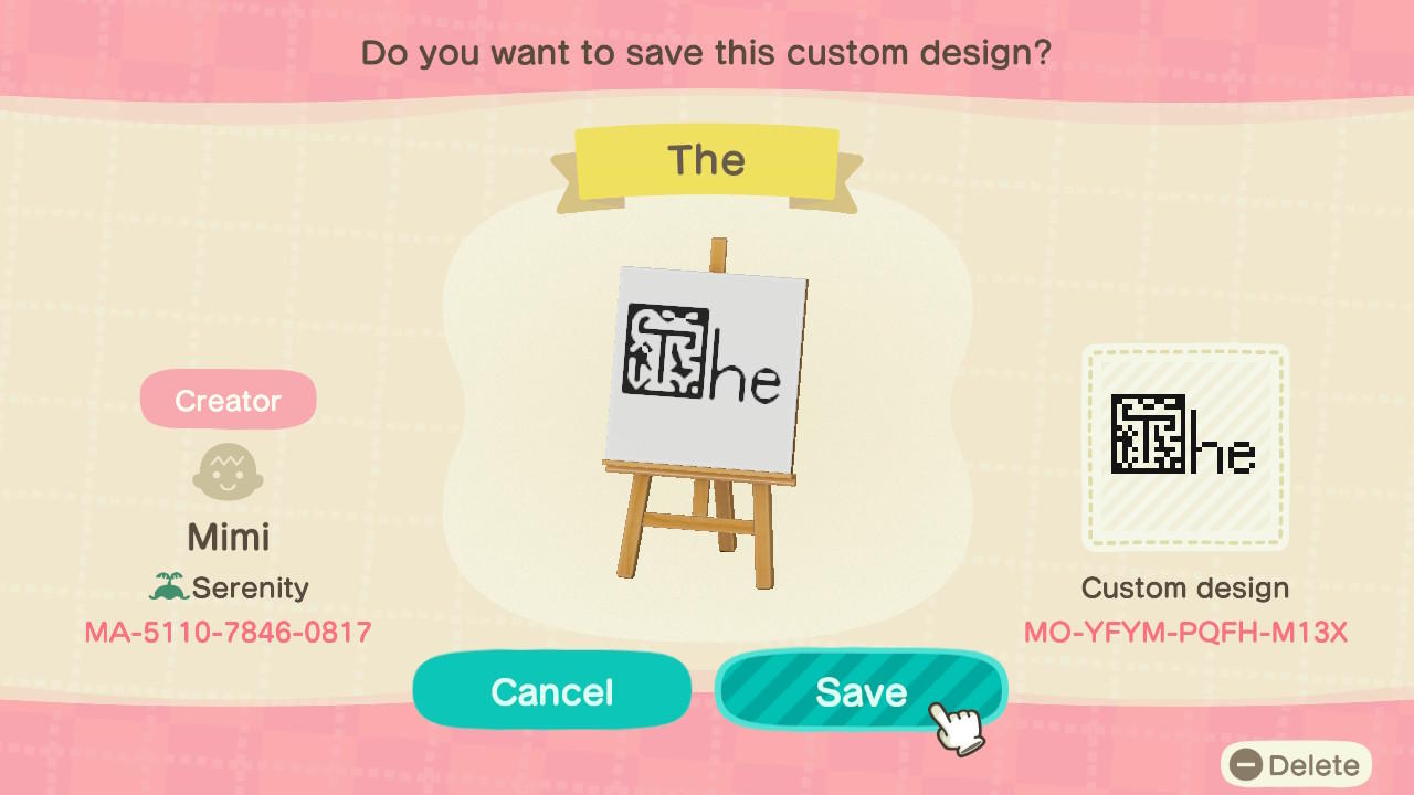 Animal Crossing Design Code: MO-YFYM-PQFH-M13X Spongebob "The"