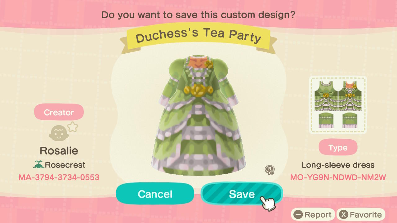 Animal Crossing Design Code: MO-YG9N-NDWD-NM2W Duchess’ Tea Party